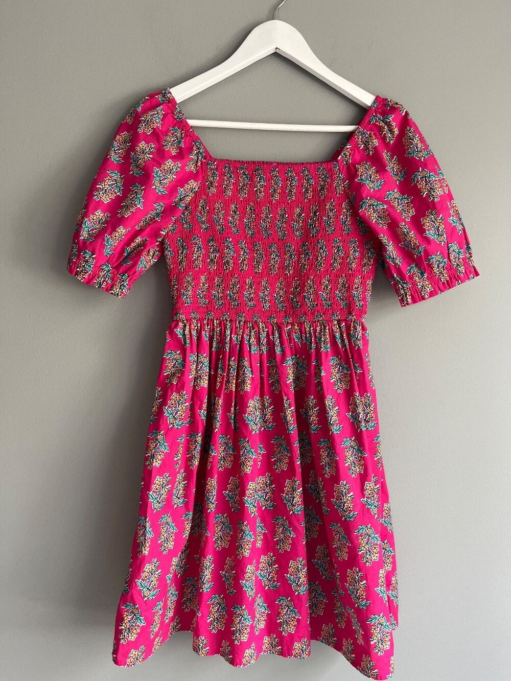 Crewcuts J.Crew Girls' Smocked Floral Puff Sleeve Dress Size 16 Pink Cottagecore